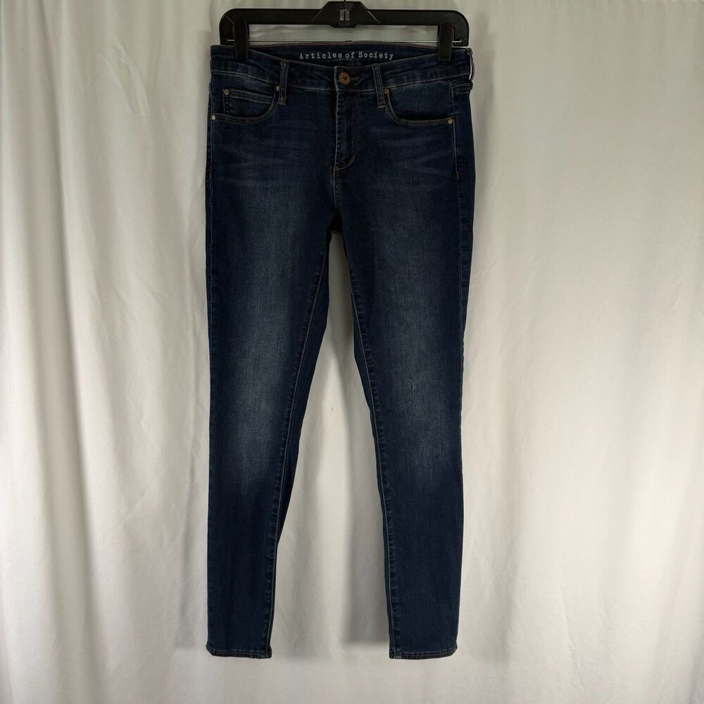 Articles of Society Jeans Women's 28 Dark Wash Blue Whiskered Skinny Cotton Blen